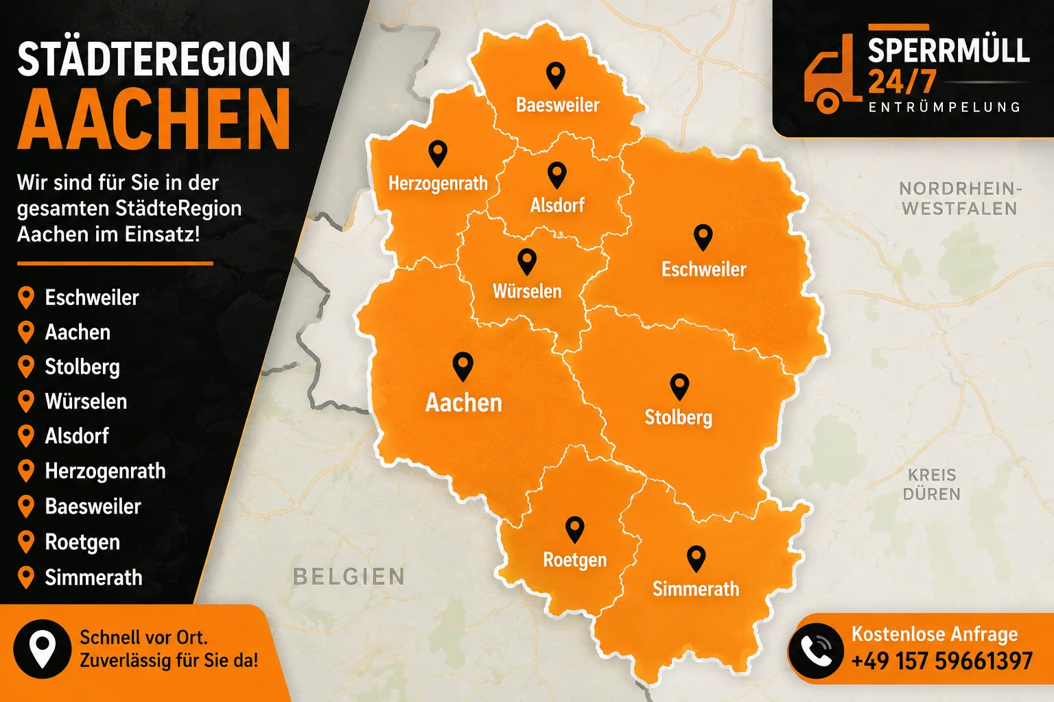Karte StädteRegion Aachen Einsatzgebiet